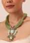 Green Jute Pendant Necklace With Studded Stones