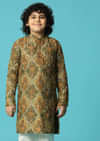 Green Kurta Pant With Resham Work For Boys