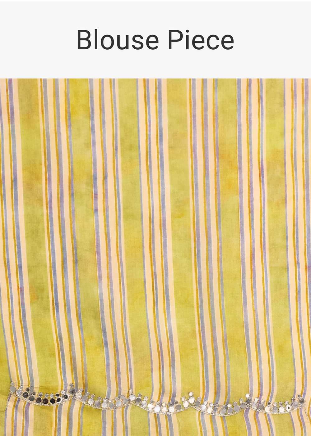 Green Muslin Printed Saree with Mirror Work