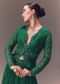 Green Organza Ruched Lehenga With Hand Embellished Jacket