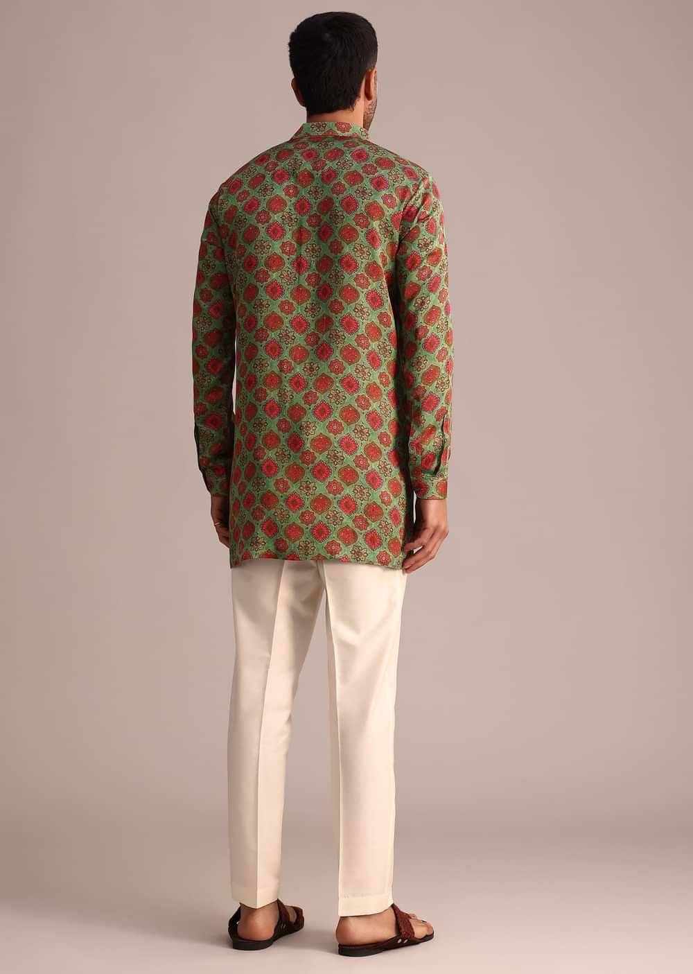 Green Symmetrical Printed Kurta