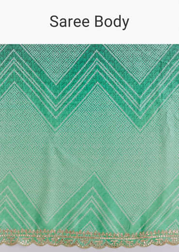 Green Satin Ombre Saree With Gota Patti Embroidery