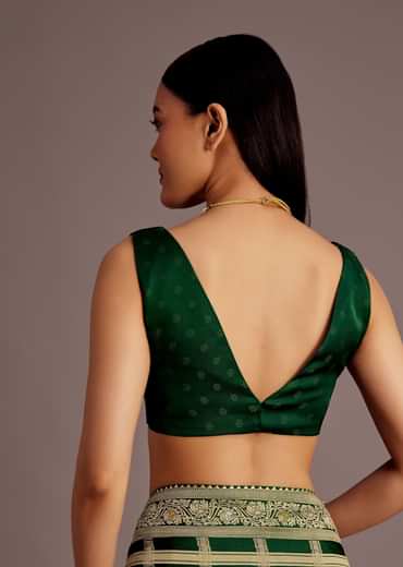 Green Silk Bandhani Woven Saree