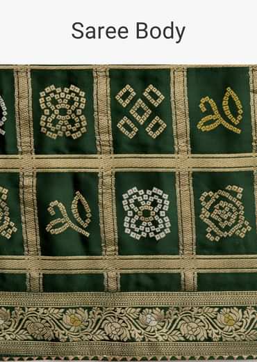 Green Silk Bandhani Woven Saree