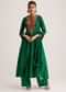 Green Silk Kurta Set With Resham Embroidery And Textured Dupatta