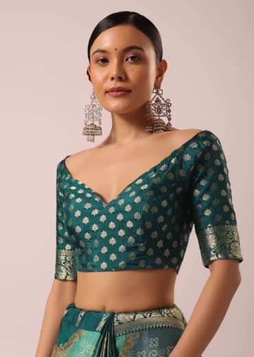 Green Silk Rangkat Saree With Bandhani Detail