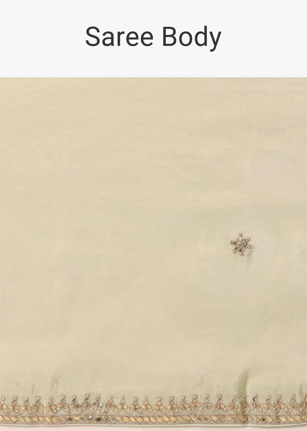 Green Tissue Silk Saree With Gota Patti Work And Unstitched Blouse Piece