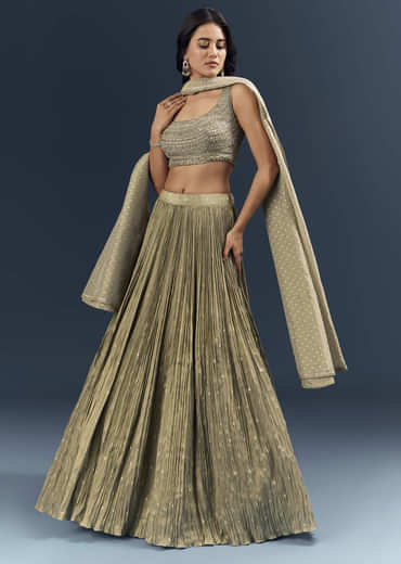 Grey Banarasi Silk Bridesmaid Lehenga With Intricate Hand Embroidery