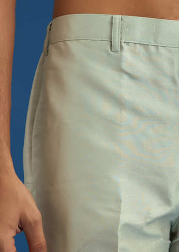 Grey Cotton Silk Kurta Jacket Set With Mirror Embroidery