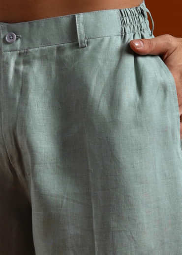 Grey Kurta Set For Men With Resham Work