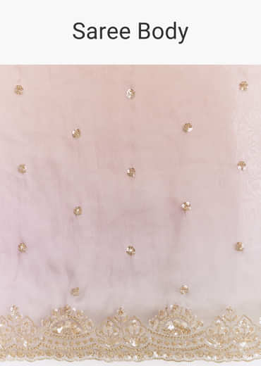 Grey Lavender Shaded Tissue Saree With Heavy Blouse Embroidery