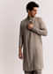 Grey Linen Kurta Set With Ajrakh Print