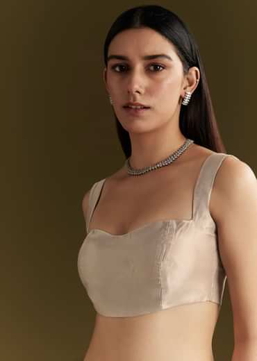 Grey Organza Embroidered Saree With Scallop Border