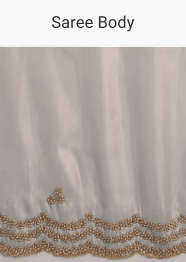 Grey Organza Tissue Saree With Embellished Scallop Border