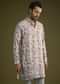 Grey Pashmina Silk Kurta Set With Floral Print