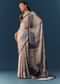 Grey Shaded Printed Saree with Blouse Fabric