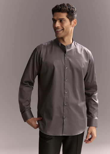 Grey Silk Kurta Jacket Set For Men With Hand Embroidery