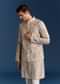 Grey Silk Kurta Jacket Set With Sequins And Moti Detailing