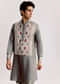 Ajrakh Printed Silk Kurta Set In Silk
