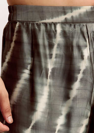 Ajrakh Printed Silk Kurta Set In Silk