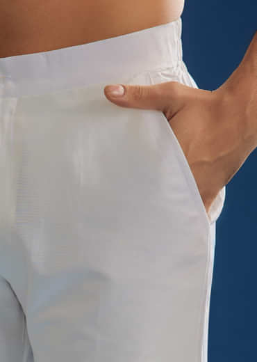 Grey Silk Mirrorwork Kurta Set With Threaded Yoke