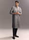 Grey Silk Printed Kurta Set For Men