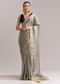 Grey Tissue Silk Woven Saree With Zig Zag Motif And Zari Border