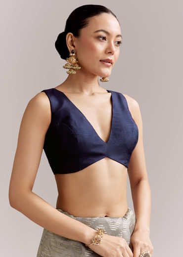 Grey Tissue Silk Woven Saree With Zig Zag Motif And Zari Border