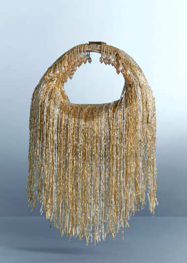 Grey And Silver Potli With Tassel Detailing