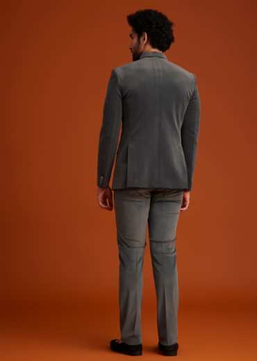 Grey Bandhgala With Embroidered Crest