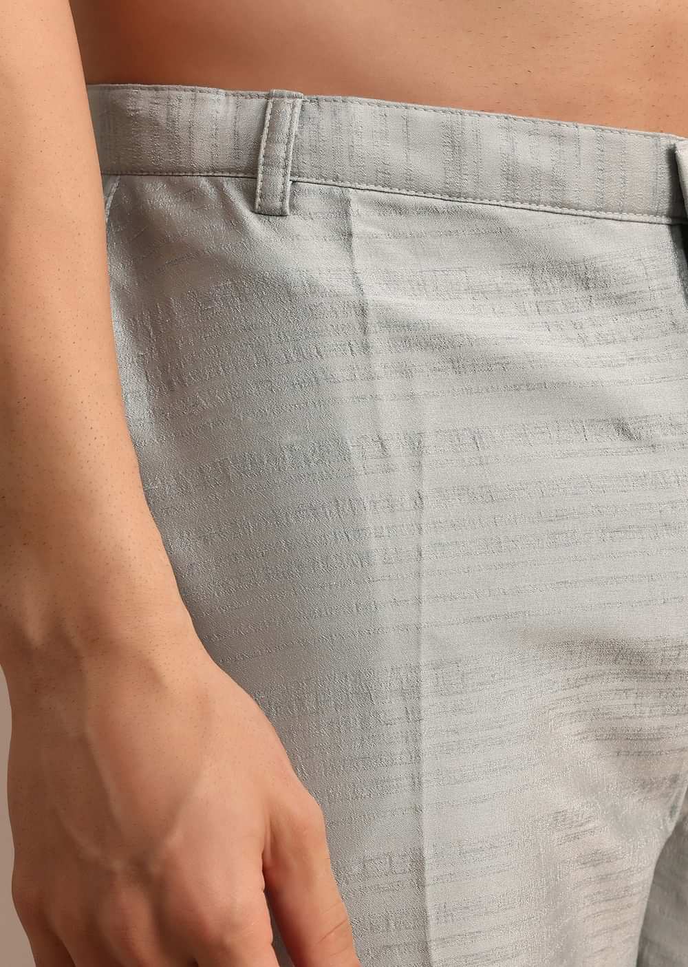 Grey Cotton Silk Kurta Jacket Set With Resham And Mirror Work