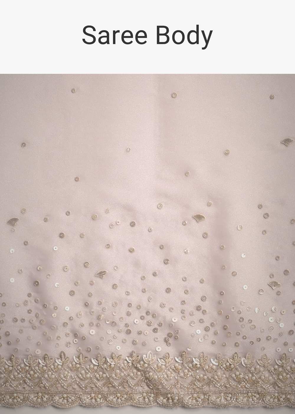 Grey Glass Tissue Silk Cutdana Work Saree With Embellished Scallop Border