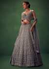 Grey Hand Embroidered Sequin Work Lehenga Set