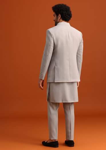 Grey Indo Western Jacket And Kurta Set