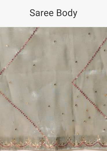 Grey Kora Silk Saree With Unstitched Blouse Fabric