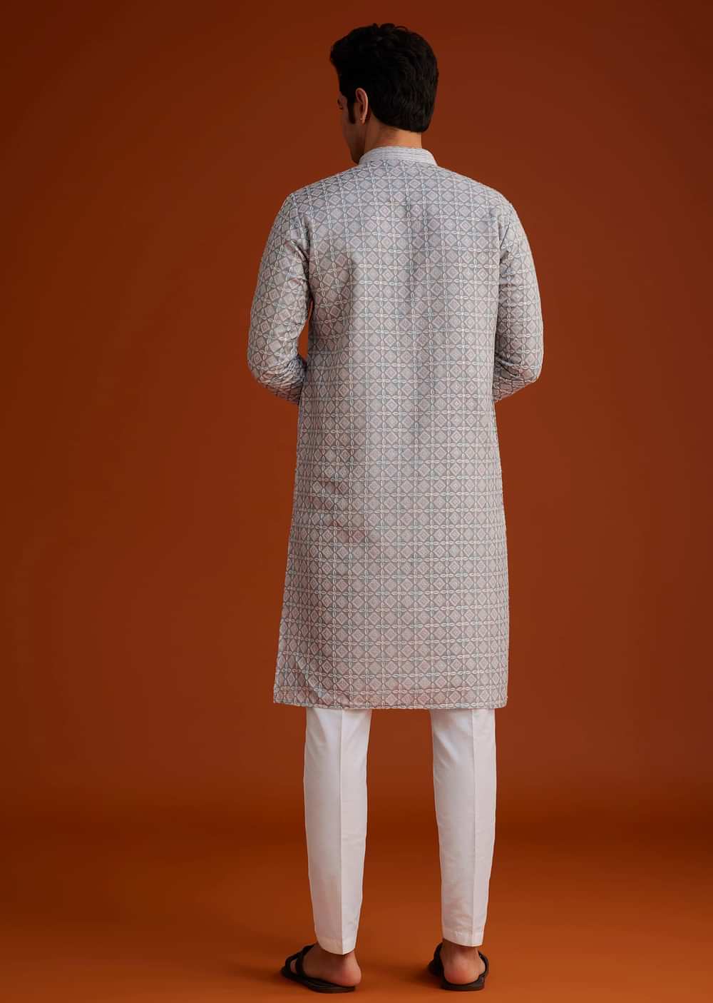 Grey Printed Kurta With Geometric Motifs