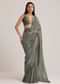 Grey Sequins Net Saree