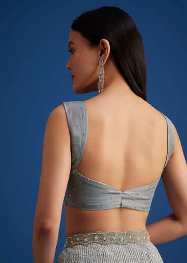 Grey Sequins Saree With Scalloped Embroidered Border