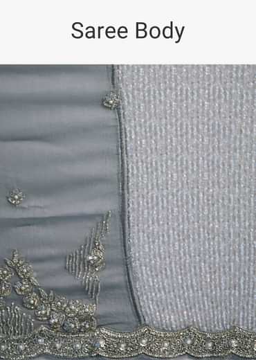 Grey Sequins Saree With Scalloped Embroidered Border