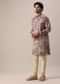 Grey Silk Kurta Set with Floral Prints