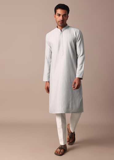 Grey Silk Kurta Set With Resham Thread Work