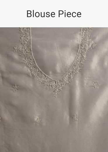 Grey Tissue Embroidered Saree