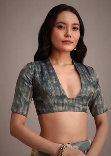 Grey Tissue Muslin Digital Printed Saree With Pitta Work On Border