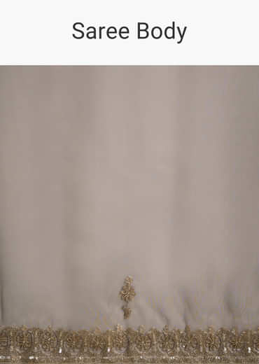 Grey Tissue Saree With Floral And Zardosi Embroidery