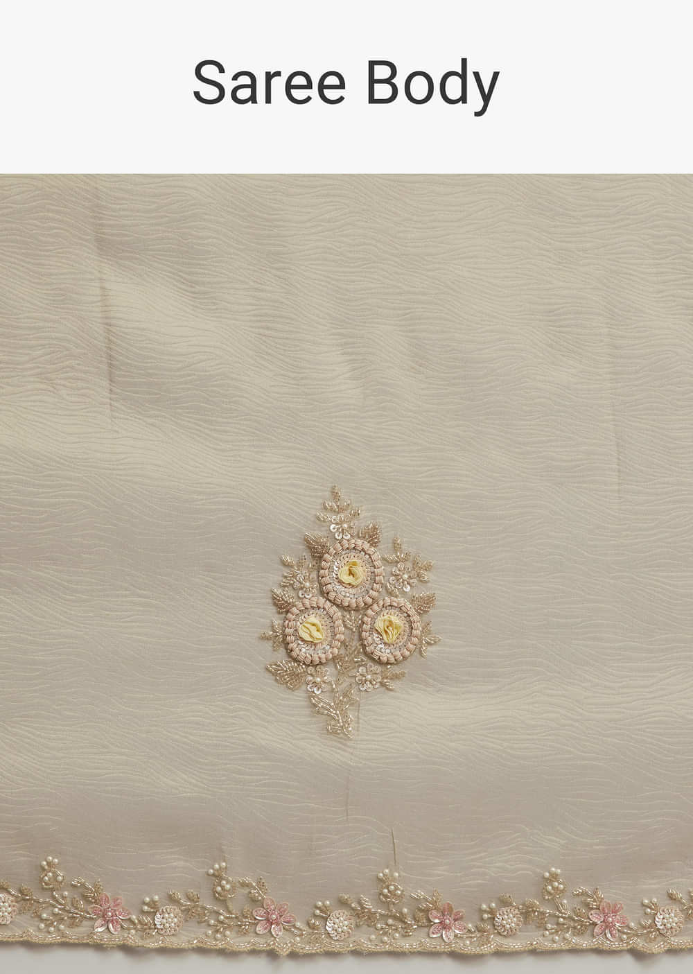 Grey Tissue Saree With Sequins And Cutdana Work