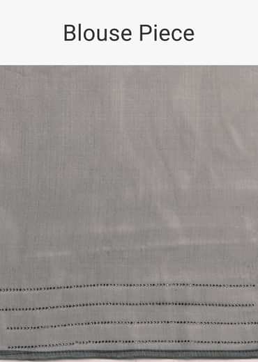 Grey Tissue Saree With Thread And Stone Embroidery And Unstitched Blouse