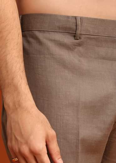 Grey Zardozi Work Linen Jacket Kurta Set