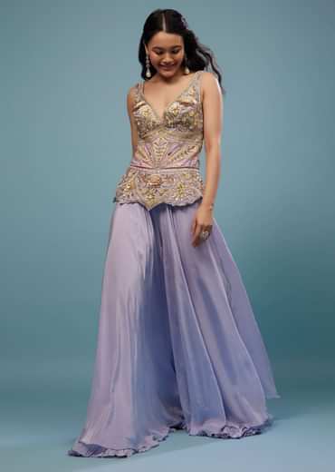 Lavender Purple Embroidered Jumpsuit