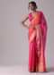 High-Risk Red Woven Ombre Saree In Organza