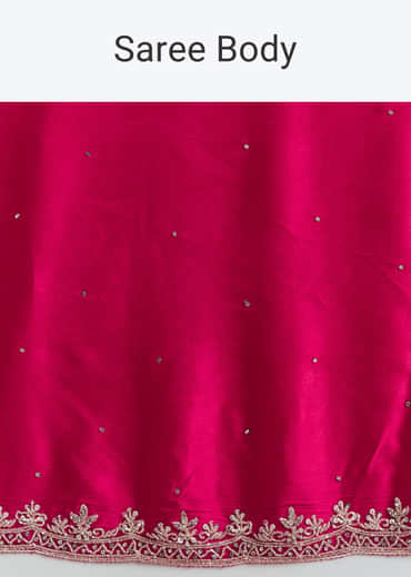 Hot Pink Chinon Saree With Stone And Sequin Embroidery